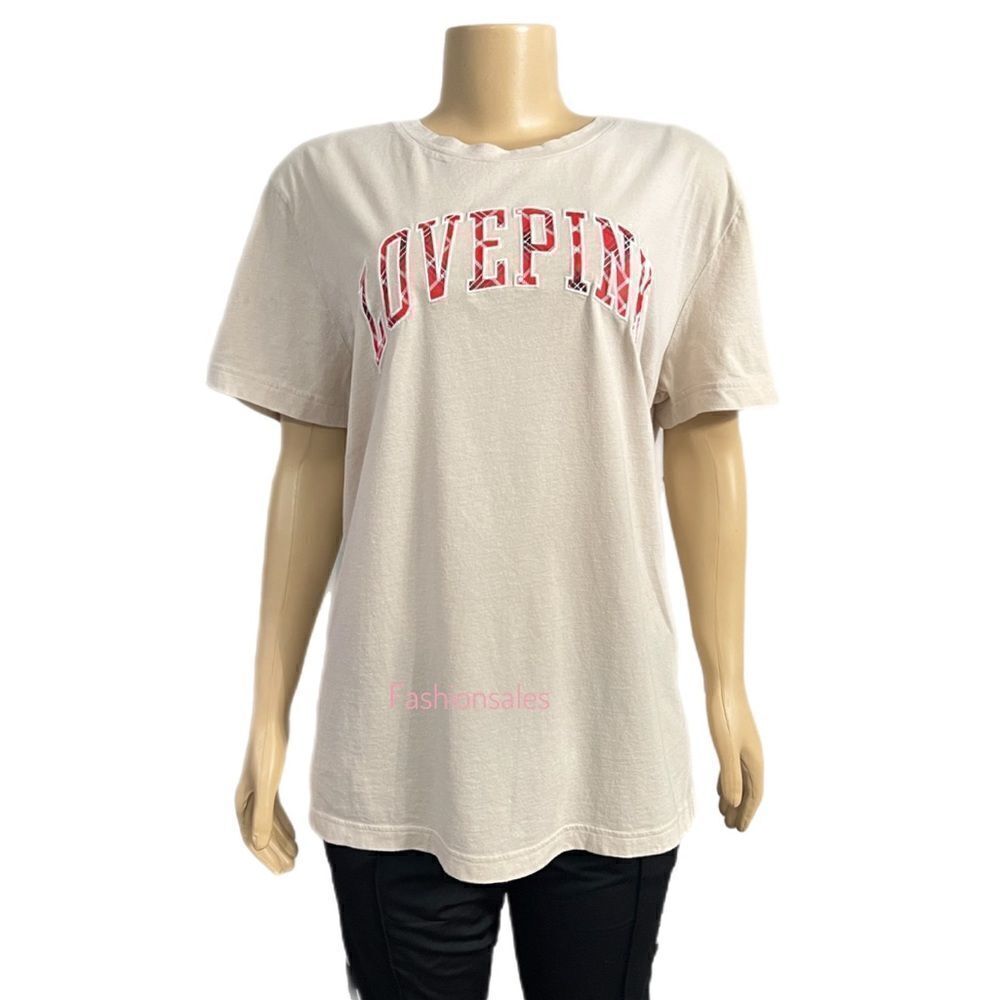 Victoria’s Secret Pink Cotton Crew Neck T-shirt Love Print beige Xlarge